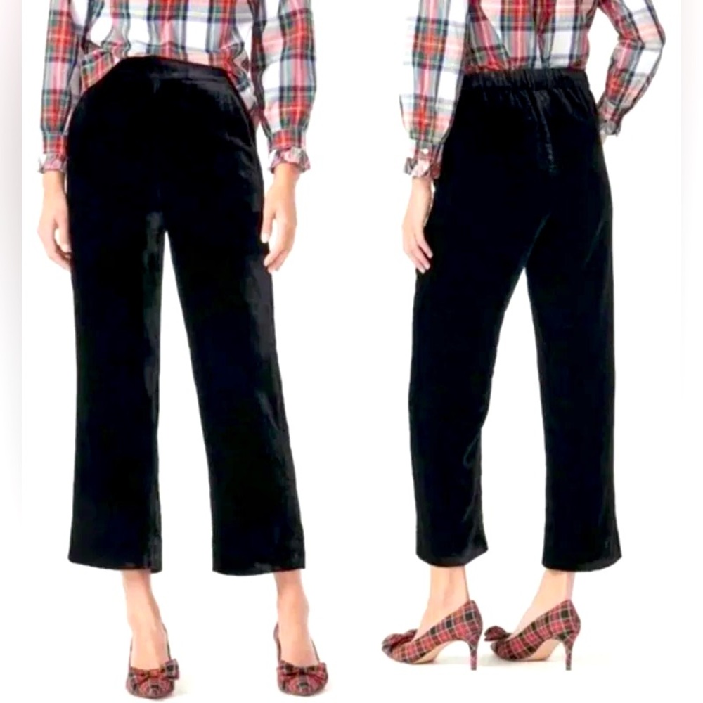 J. Crew Cropped Wide Leg Velvet Pull on Pants